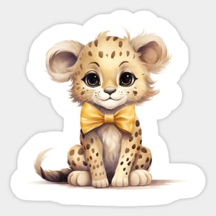 Cheetah Wearing Bow Sticker
